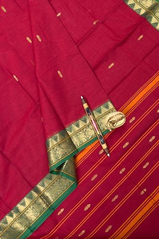 Kanchi Cotton Saree with Elephant Design Border