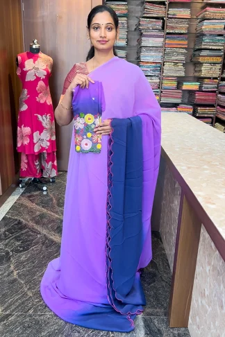 georgette-saree-blue