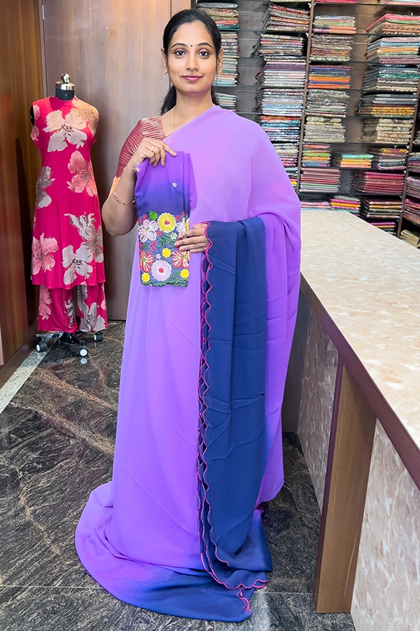 georgette-saree-blue