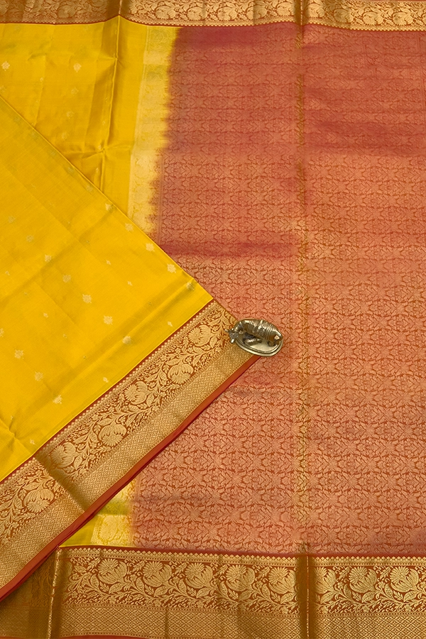 Kanchipuram Silk in yellow and maroon