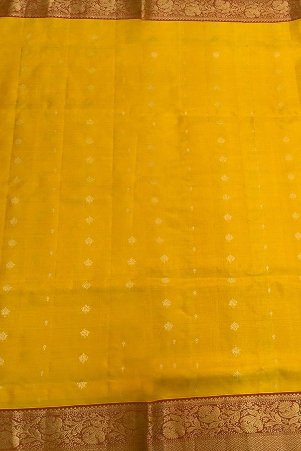 Kanchipuram Silk in yellow and maroon