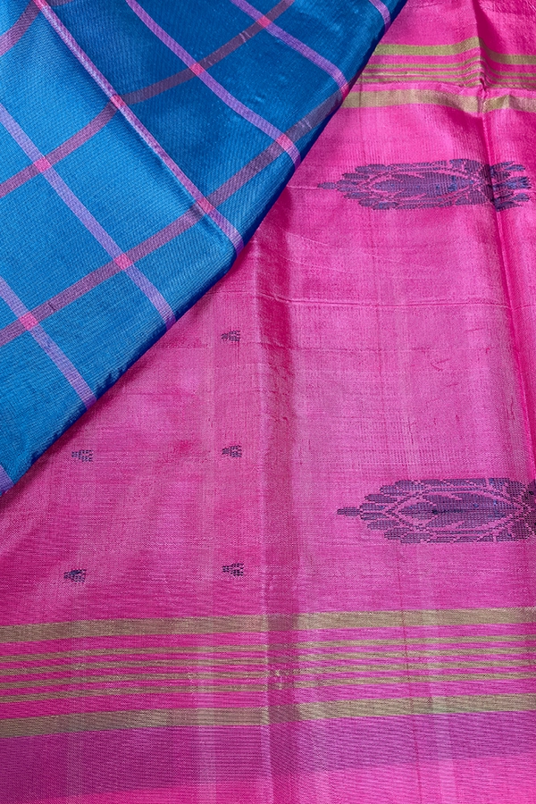 Banana Pith Saree in Sulphate Blue
