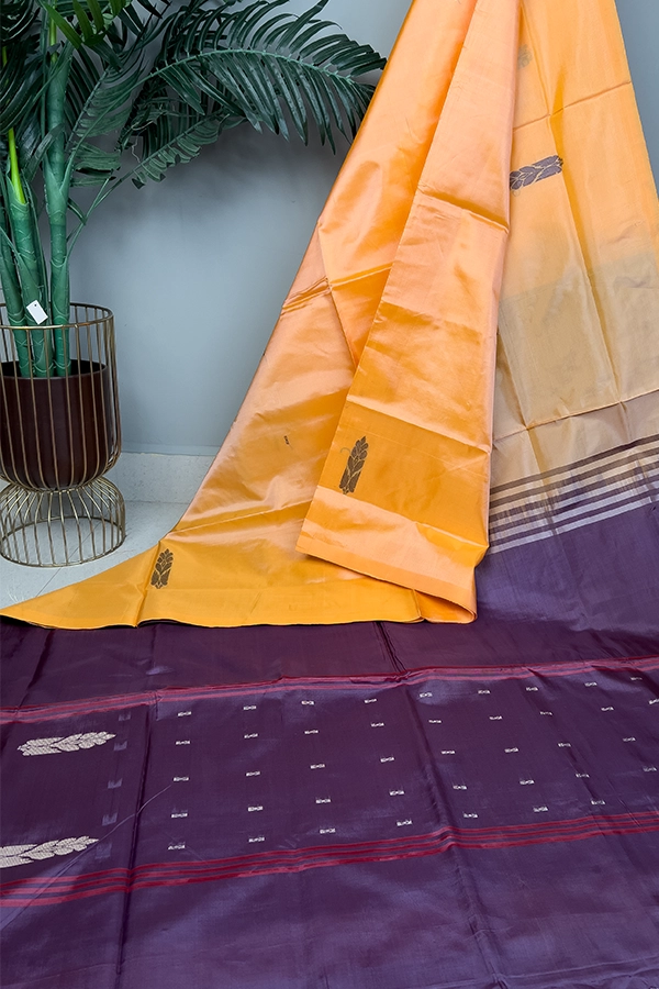 Banana Pith Saree in Peach Orange