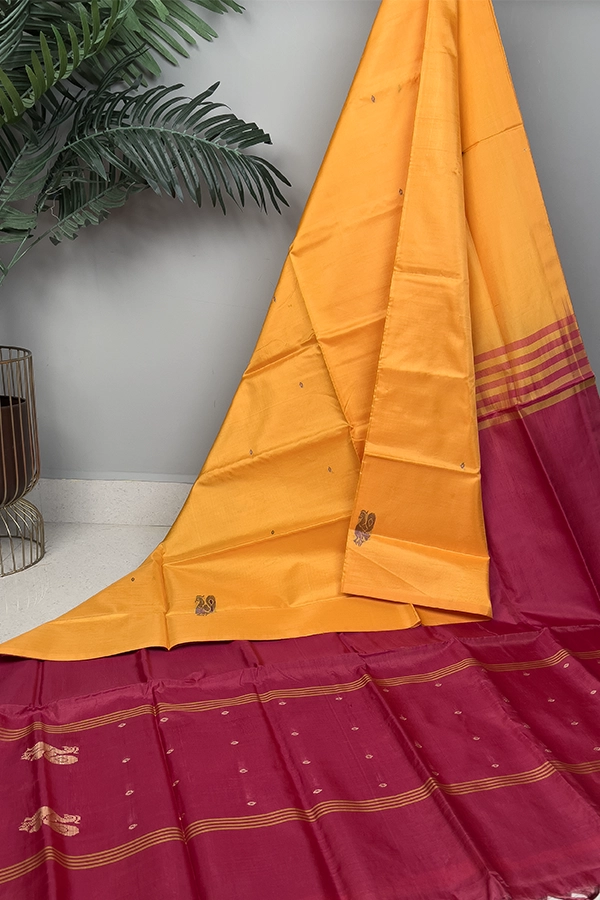 Banana Pith Saree in Mustard Yellow