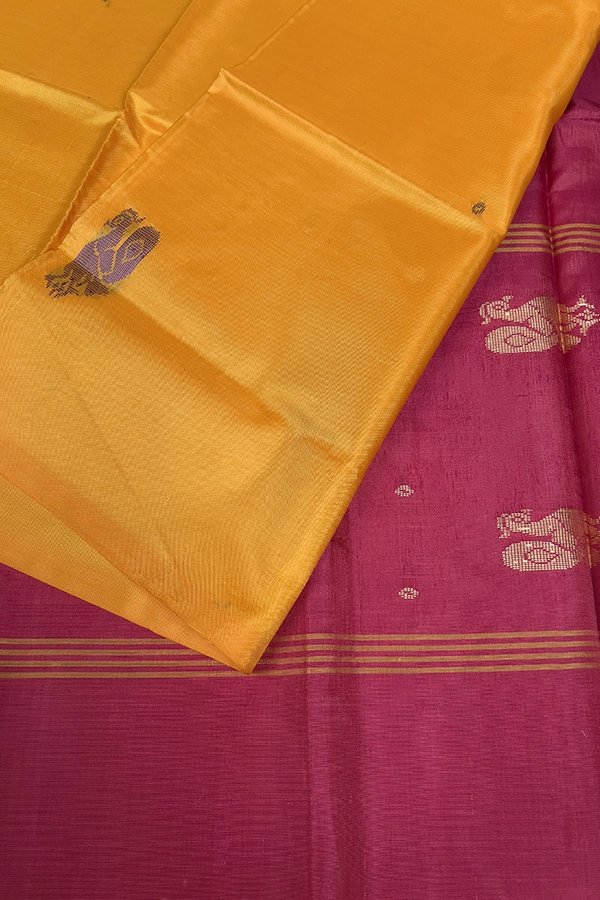 Banana Pith Saree in Mustard Yellow