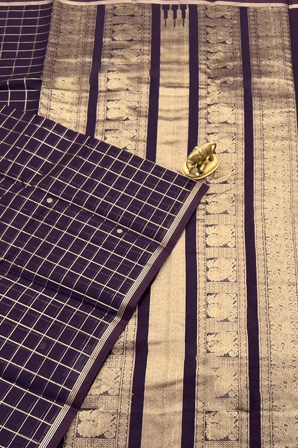 Handloom Checked Kanchi Cotton Saree