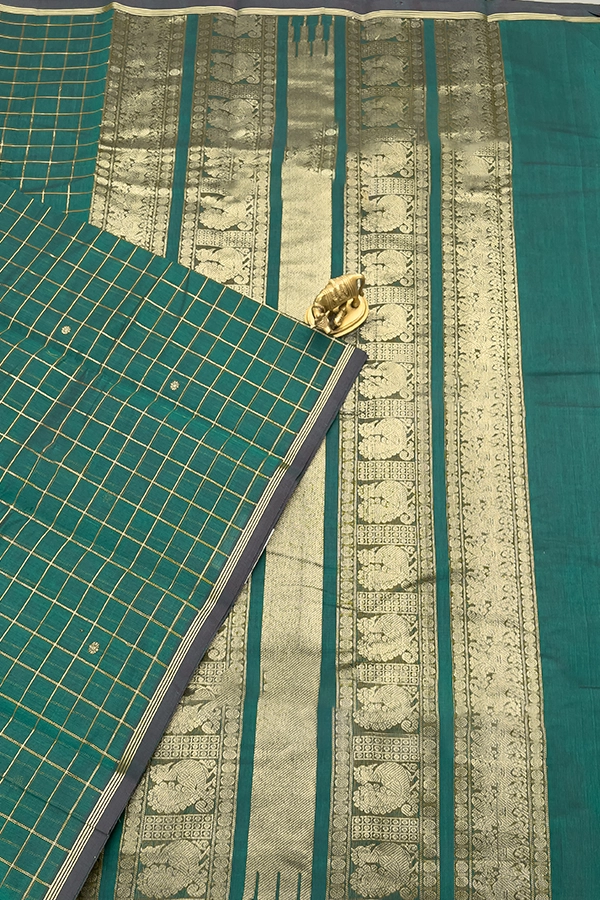 Handloom Checked Kanchi Cotton Saree