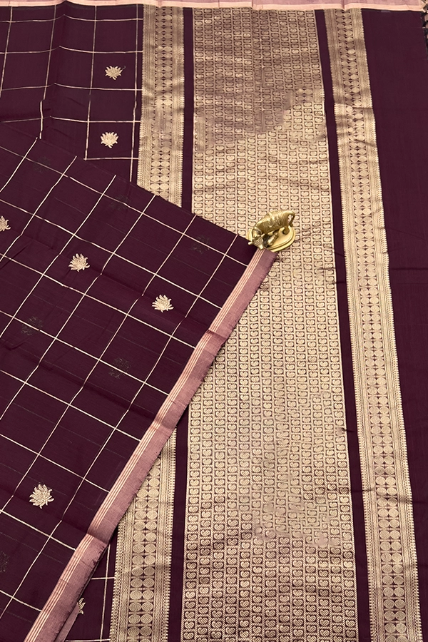 Checked Kanchi Cotton Saree