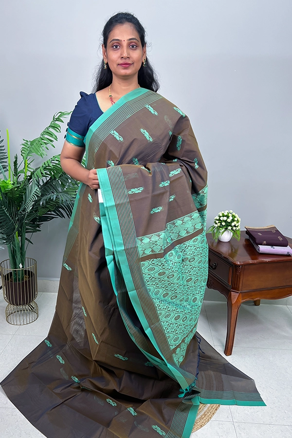 Cotton Leaf Butta Saree