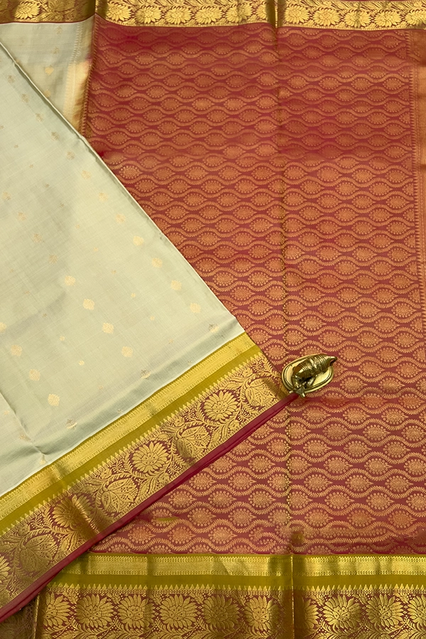 Kanchipuram Silk in cream and maroon