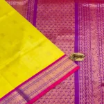Silk Cotton saree in yellow and magenta