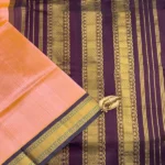 Checked Korvai Silk Cotton in peach