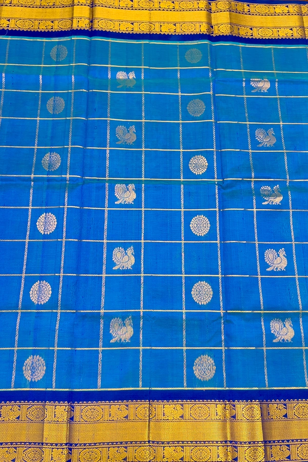 Silk Cotton Saree in Cerulean Blue