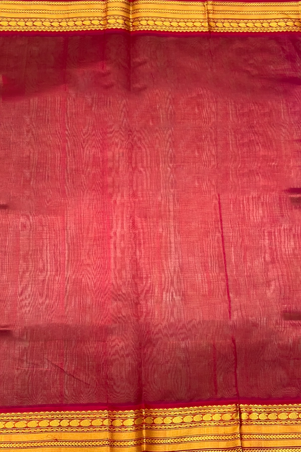 Kuppadam Silk Cotton in pista green and crimson