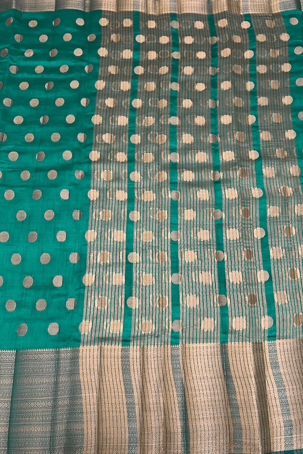 semi raw silk-coin butta-Rama Green