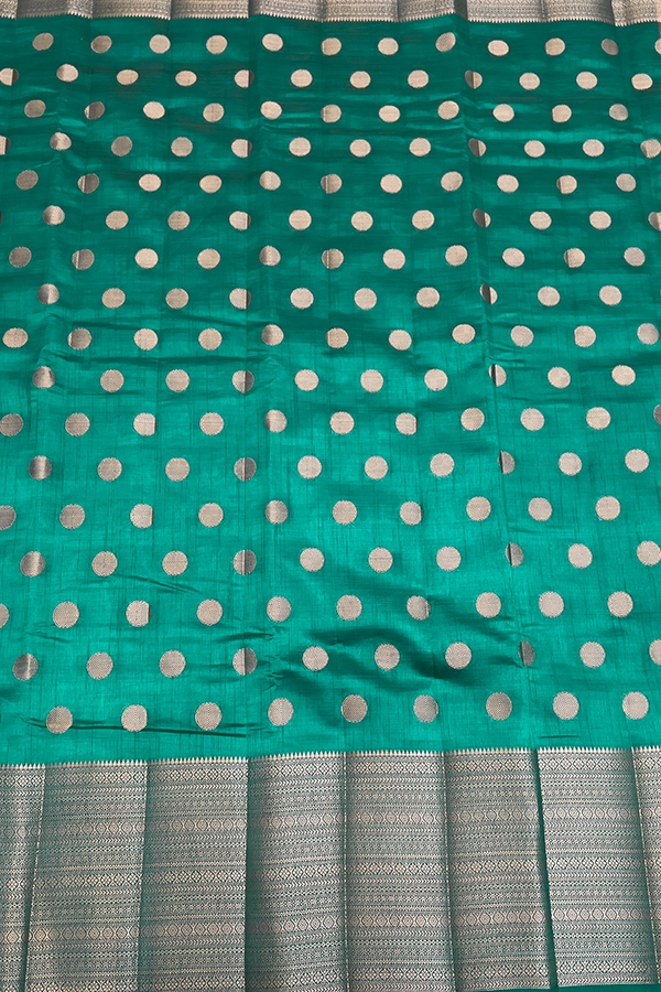 semi raw silk-coin butta-Rama Green