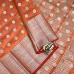 semi raw silk-coin butta-Orange