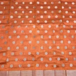 semi raw silk-coin butta-orange
