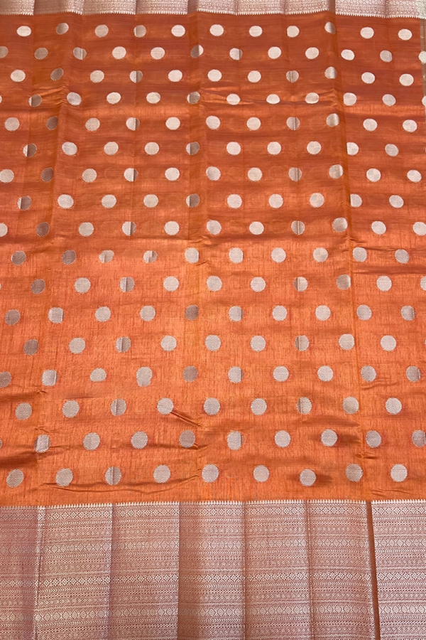 semi raw silk-coin butta-orange