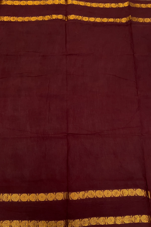 Sungudi Cotton Saree in Mustard Yellow and Brown