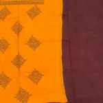 Sungudi Cotton Saree in Mustard Yellow and Brown