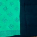 Sungudi Cotton Saree in rama green and navy blue