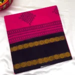 Sungudi Cotton in Magenta Pink and Black