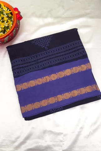 Sungudi Cotton in Navy Blue and Dark Blue