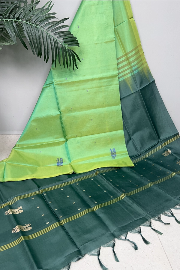 Bananapith saree parrot green-main