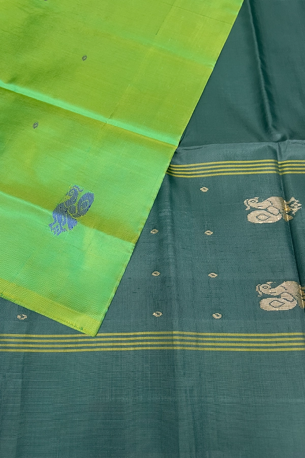 Bananapith saree parrot green-pallu